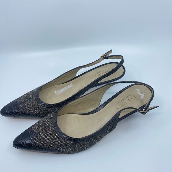 Talbots Tweed Slingback Kitten Heels | Size 10 | Classic Pointed Toe Pumps - Picture 2 of 9
